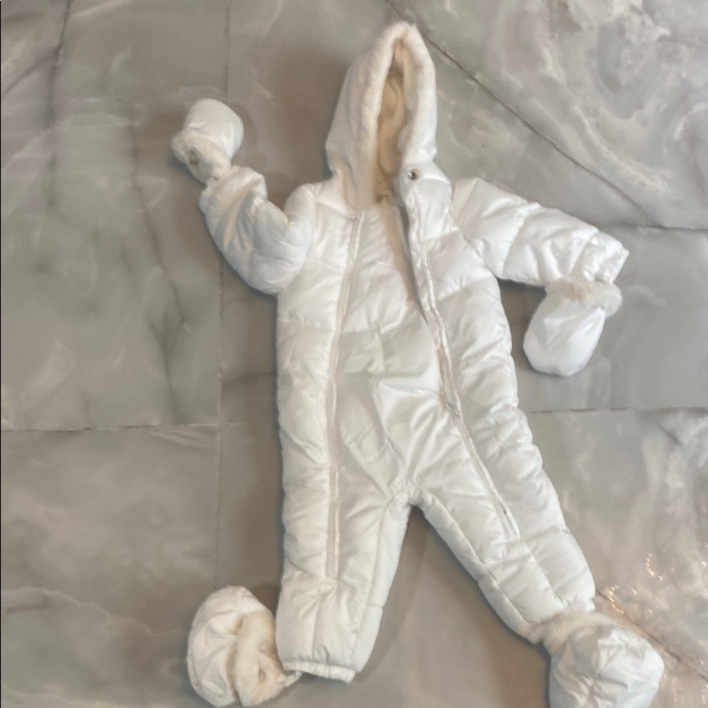 Mayoral White Quilted Footies One Piece